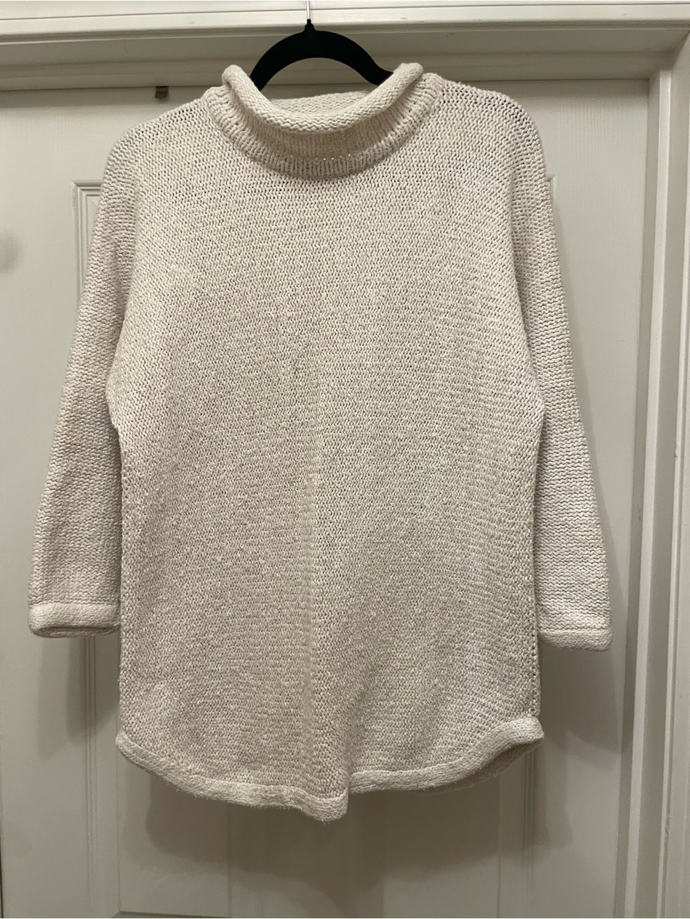 Rathlin Knitwear Cozy Cream Ivory Rollneck Turtleneck Sweater hand loomed Irish